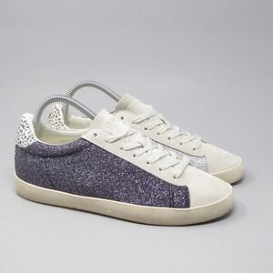 Gola Nova Glitter Sneakers Suede Shoes Beige Leopard Print Lace Up US 8 EU 39